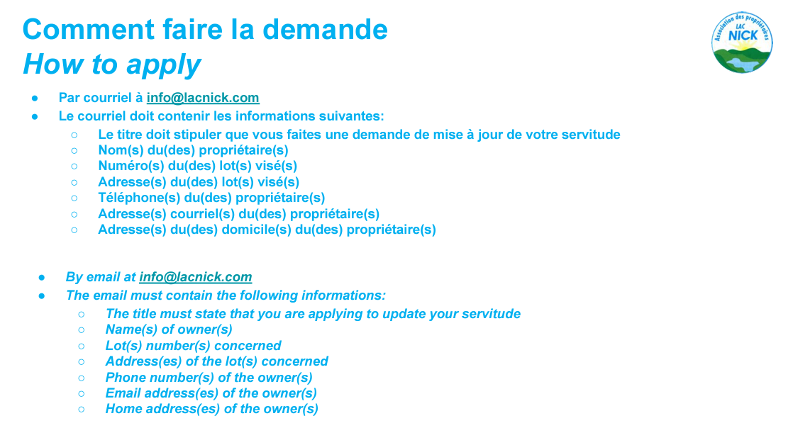 Comment faire la demande de la nouvelle servitude