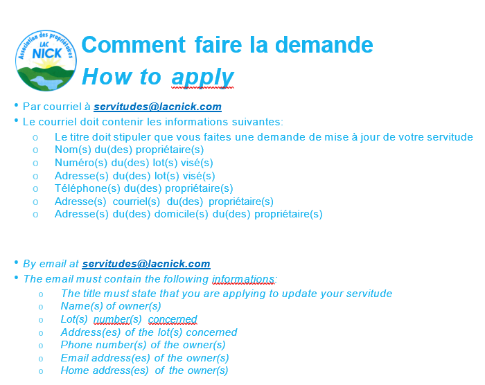 Comment faire la demande de la nouvelle servitude